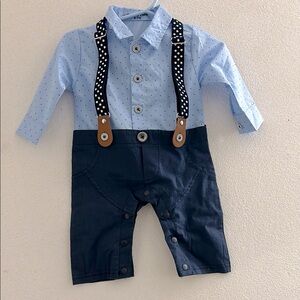 🌺 Baby Blue Polka Dot Shirt and Pants Bodysuit One Piece! 0-3 Months NWOT
